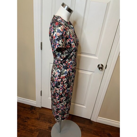 Erdem Raisa Dress Black Floral Short Sleeve Midi, Size 6 - Picture 2 of 5